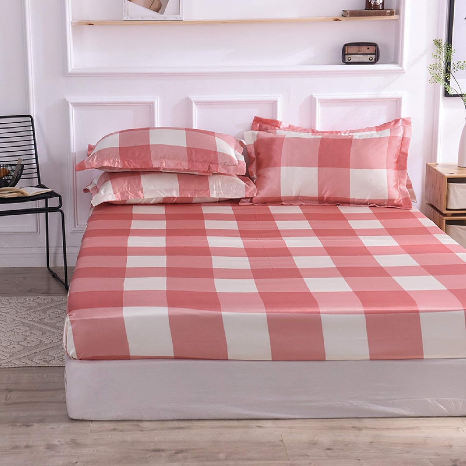 FCLDESHOP Deep Pocket Fitted Sheet,Kids Room Cartoon Anime Printing Brushed Microfiber Bed Sheets, Boys Girls Bedroom Summer Cool Bed Cover,red,180 * 200cm (3pcs)