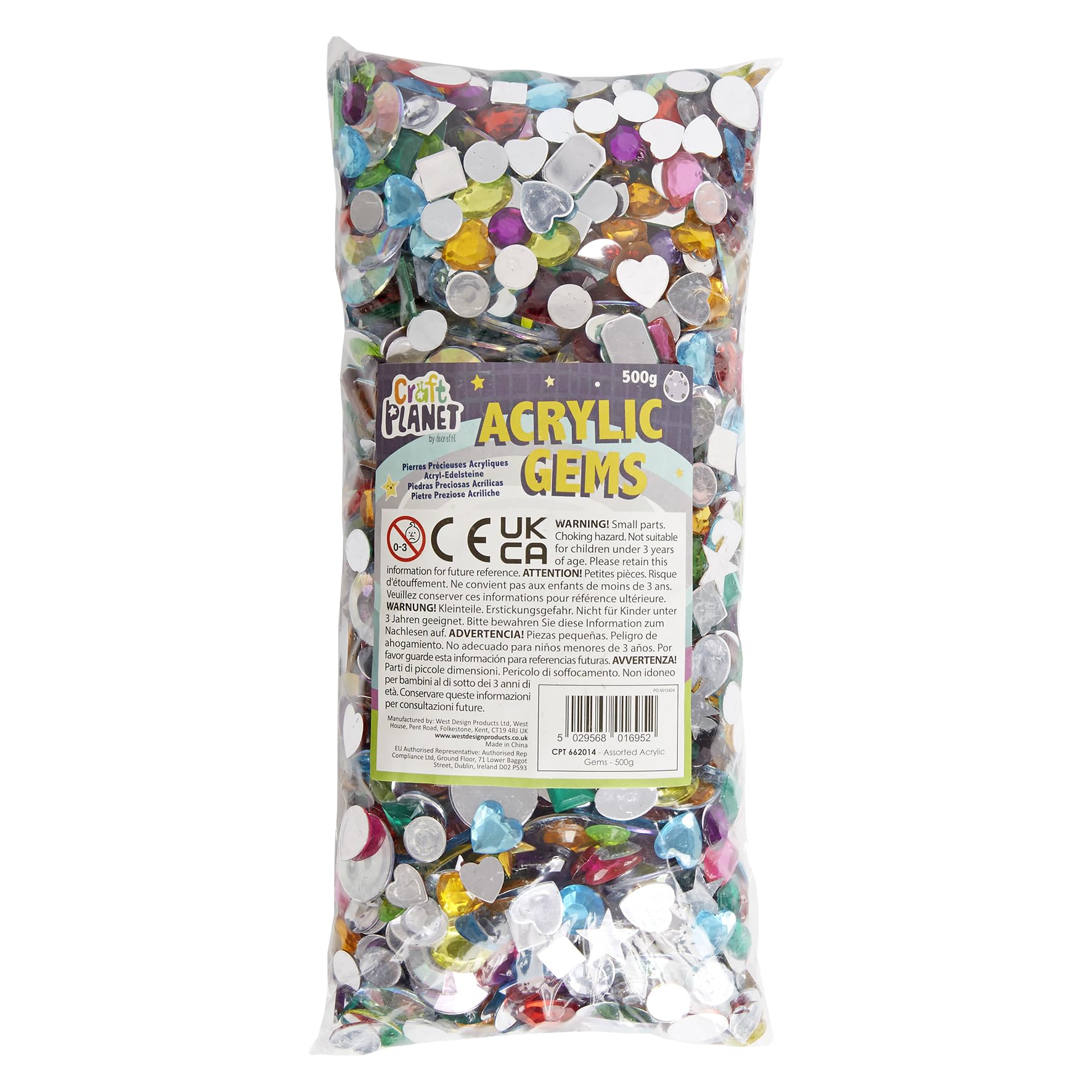 Craft Planet Acrylic Gems, Assorted, 500g