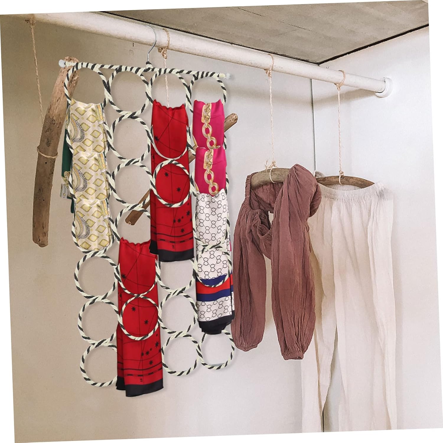 Scarf Hanger Ring 28 Rings Wardrobe Organizer
