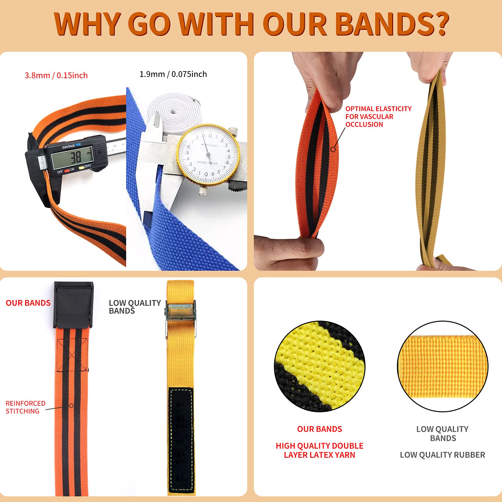 Booty Band per glutei da donna, 2 fasce elastiche per restrizioni del flusso sanguigno,fasce elastiche per la crescita muscolare occlusione,con fibbia a pizzico morbida antiscivolo per braccia e gambe allenamento per uomini e donne fasce occlusive