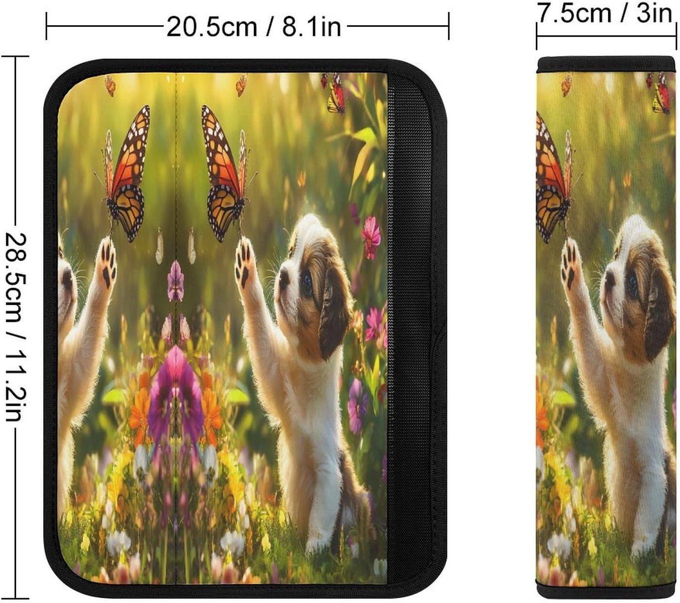 Puppy Butterfly Car Seat Strap Covers Soft Seat Strap Shoulder Pads Seatbelt Covers for All Car Seats 1PCS