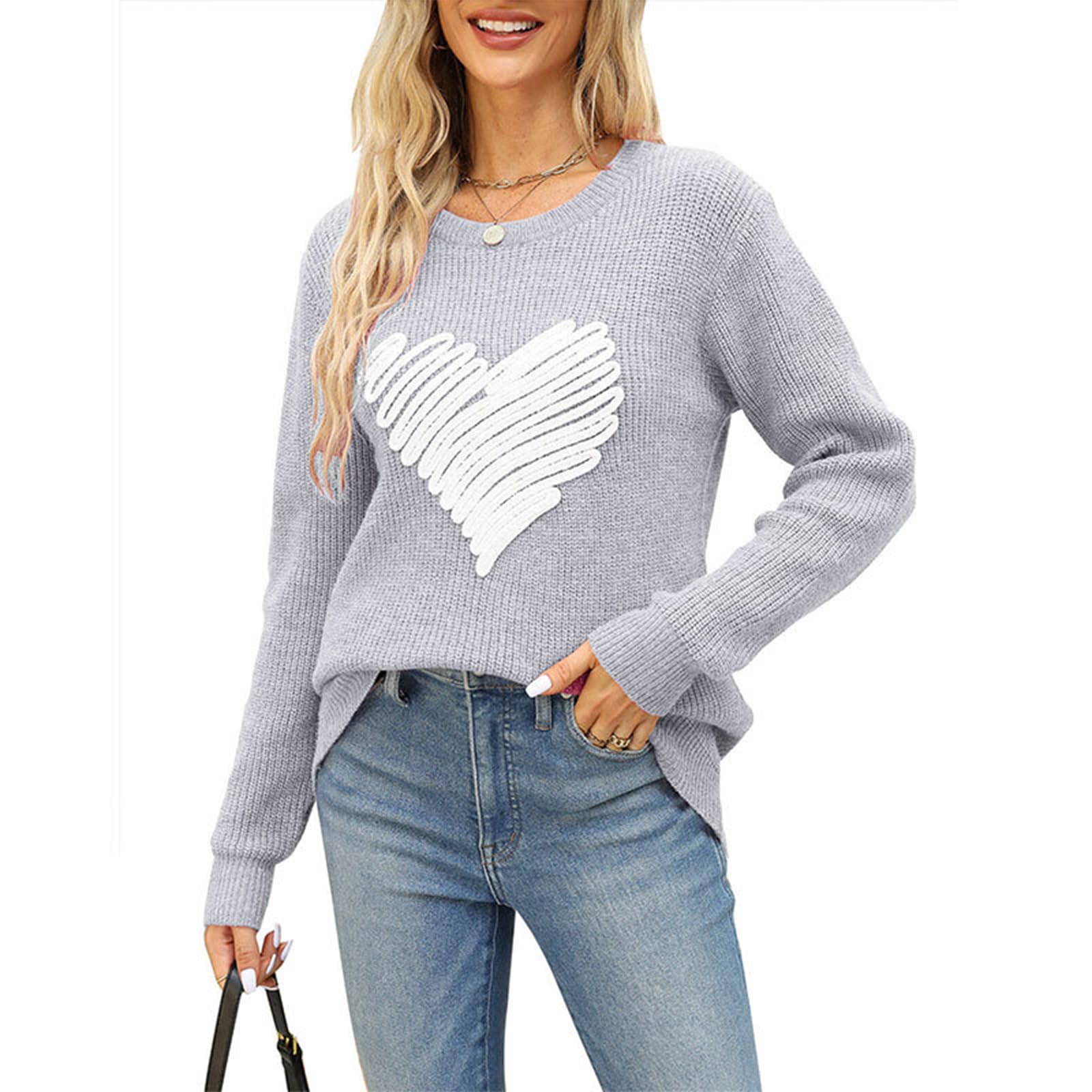 Pull Femme Saint-Valentin à Motif Cœur - Tissu Doux, Coupe Oversized, Manches Longues