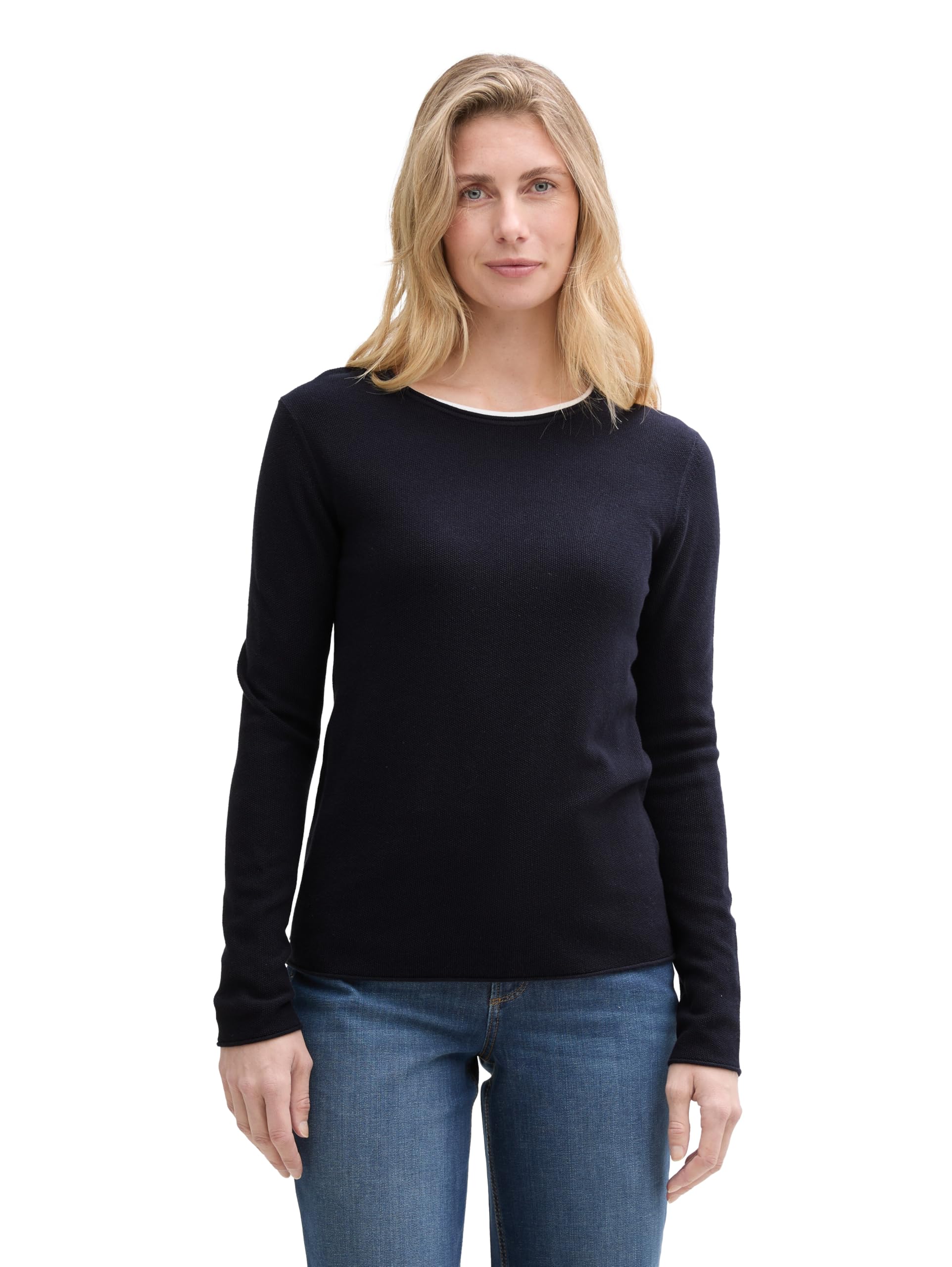 Tom Tailor Damen Strickpullover mit Rundhals