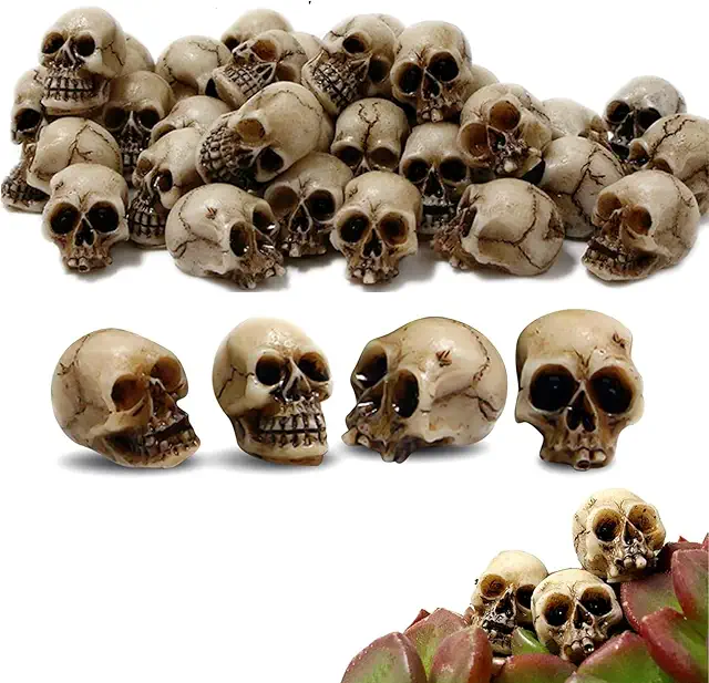 Mini Calaveras Decoración Halloween - Figuritas Barro Resina - 20 Unidades