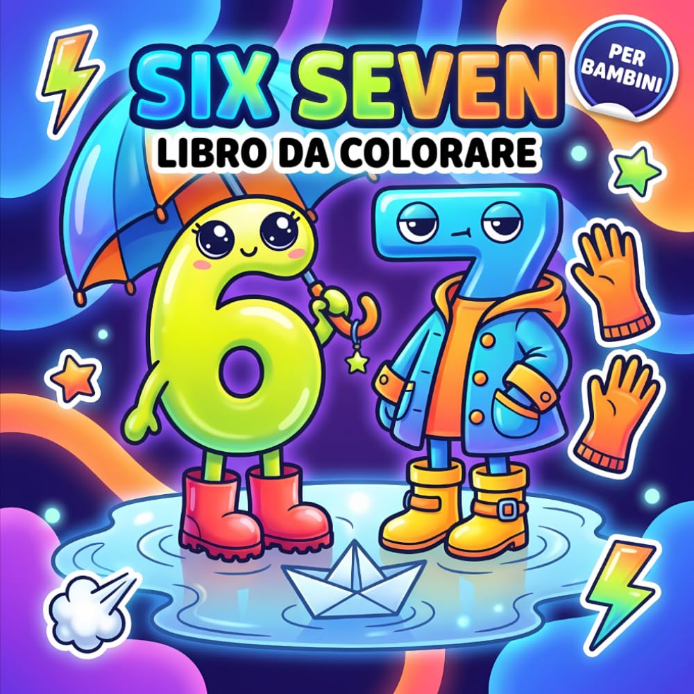 Libro Da Colorare Six Seven Brainrot: Pagine Semplici e Rilassanti Con Disegni Teneri Ispirati alle Tendenze Online