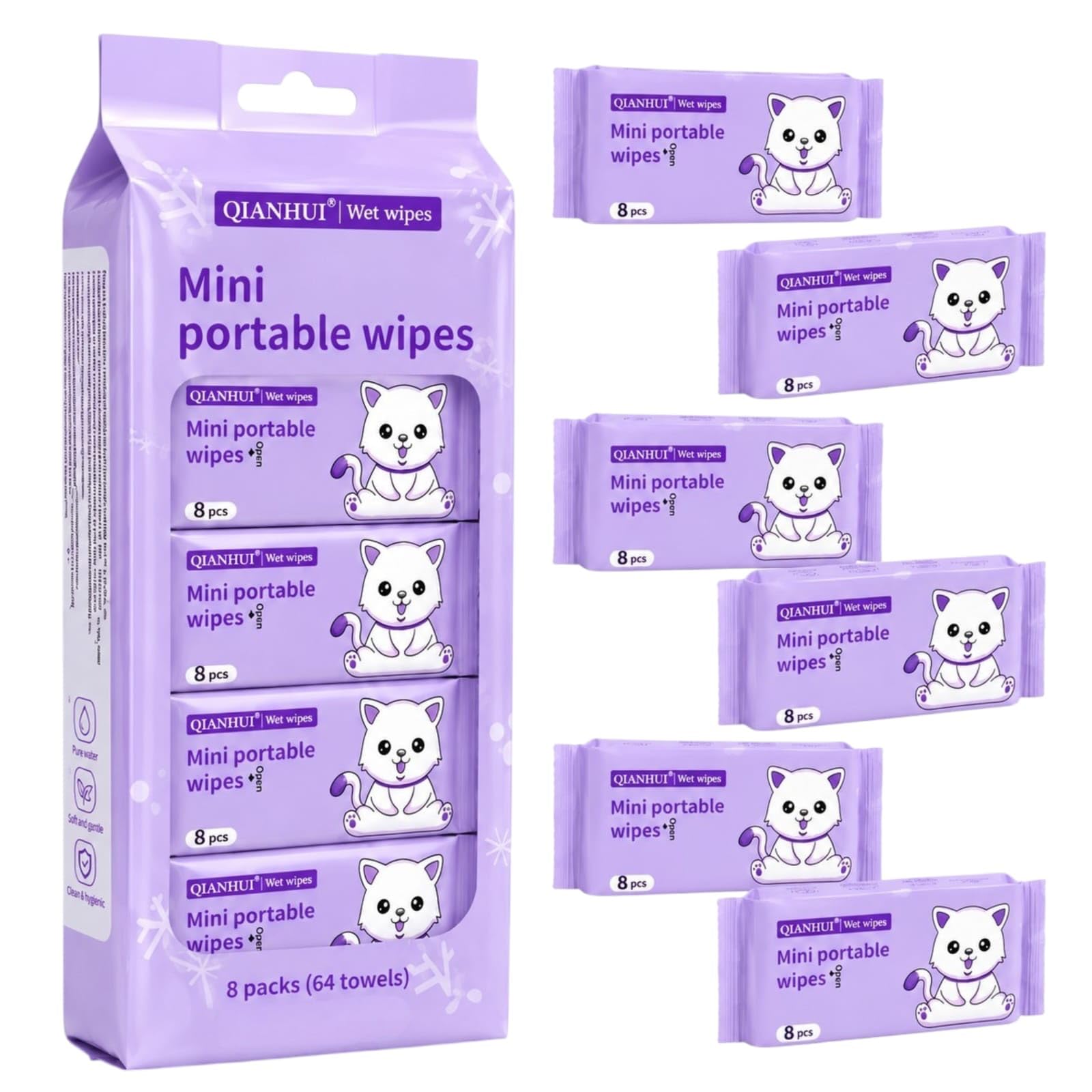 TERA 13 Mini Portable Wet Wipes Pack of 1 (Total 64 Wipes) | Alcohol-Free Soft Non-Woven Facial & Hand Cleaning Wipes | Skin Friendly, Moisturizing Wet Tissue for Kids, Babies & Adults-image-24