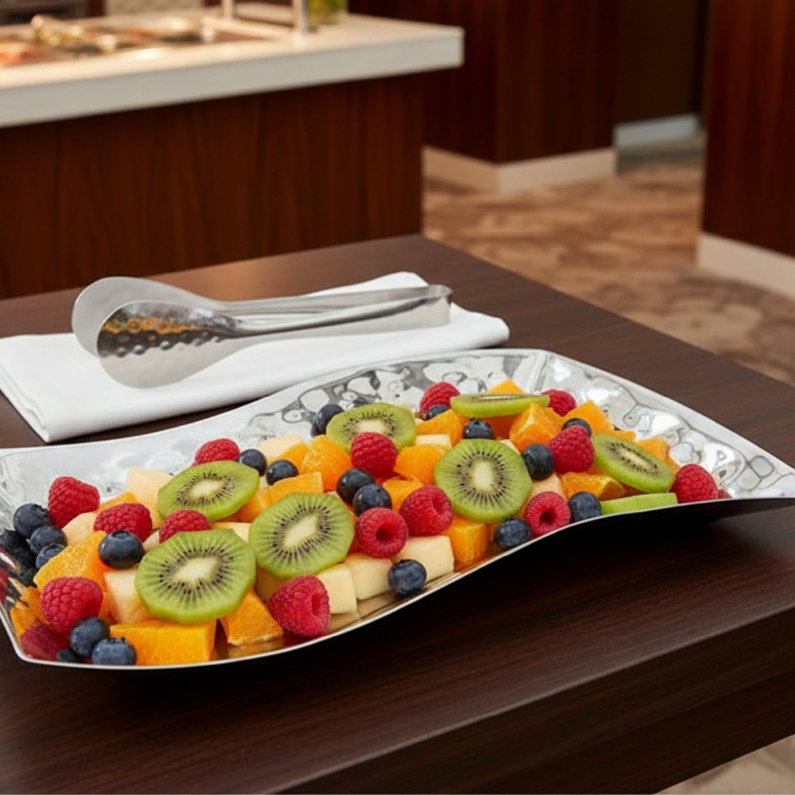 Gralara Piatto in Acciaio Inox Vassoio Servizio Vassoio Portafrutta Piatto Sashimi con Superficie Resistente E Riutilizzabile Adatto per Banchetti Catering Ristorante Cucina Professionale