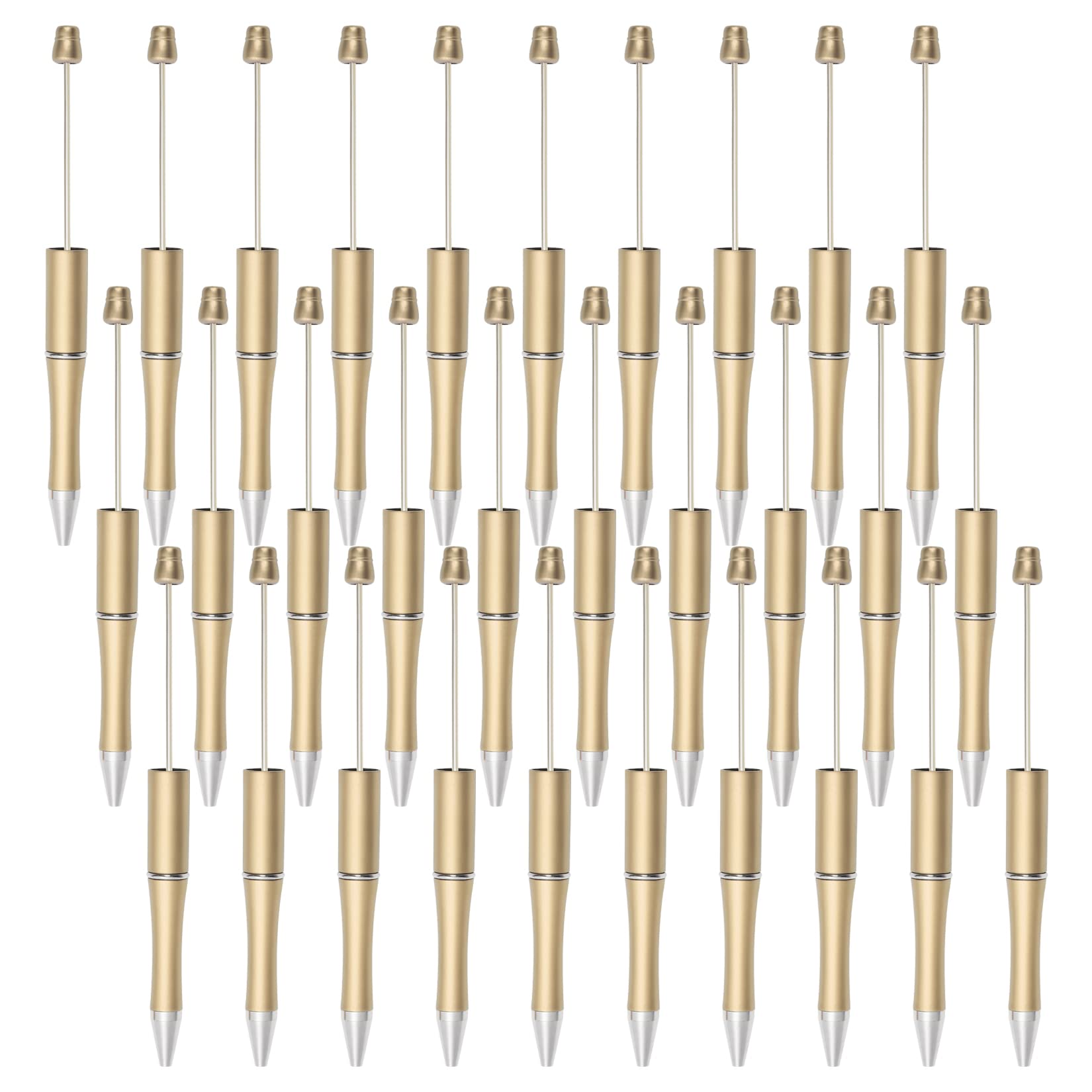 jiebor 30Pcs Gold Beadable Pens Plastic Bead Ballpoint DIY Cute Cool Pens Black Ink for Women Men Bridal Graduation Gift Office Supplies