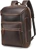 LANNSYNE Full Grain Leather Backpack For Men, 17 Laptop Backpack, Casual Outdoor Business Travel Rucksack, YKK Zippers