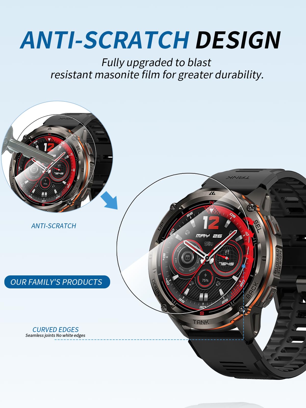 Lot De 3 Films Protecteurs D'écran Pour Montre Intelligente KOSPET Tank