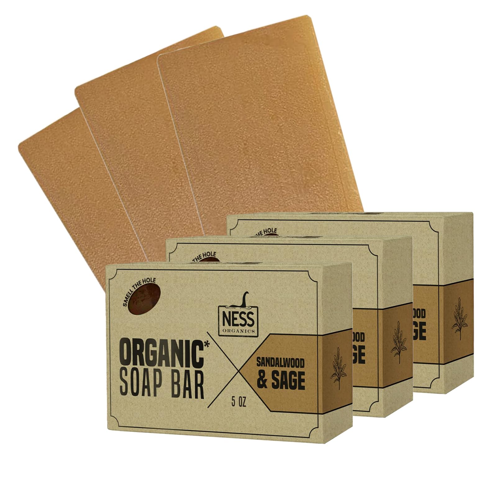 Ness Mens Soap Bar - Sandalwood & Sage Scent - Natural Soap For Men - Mens Bar Soap With Organic Ingredients & Essential Oils - Moisturizing Bar Soap