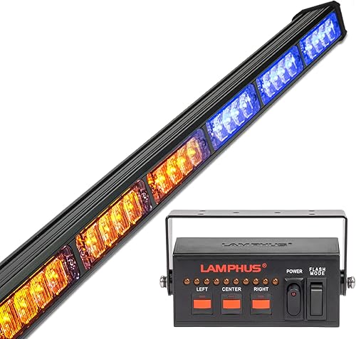 Miniatura 54 de LAMPHUS SolarBlast SBLS104 barra de luces LED de alerta de emergencia e indicación de tránsito, 47 pulgadas, 40 W - ÁMBAR AZUL, Rojo Rojo
