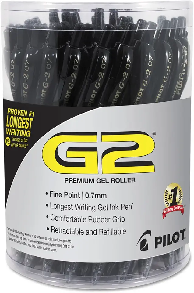 Pilot G2 Premium Gel Roller Pen, Retractable and Refillable, Fine Point 0.7 mm, Black Ink, 36 Count