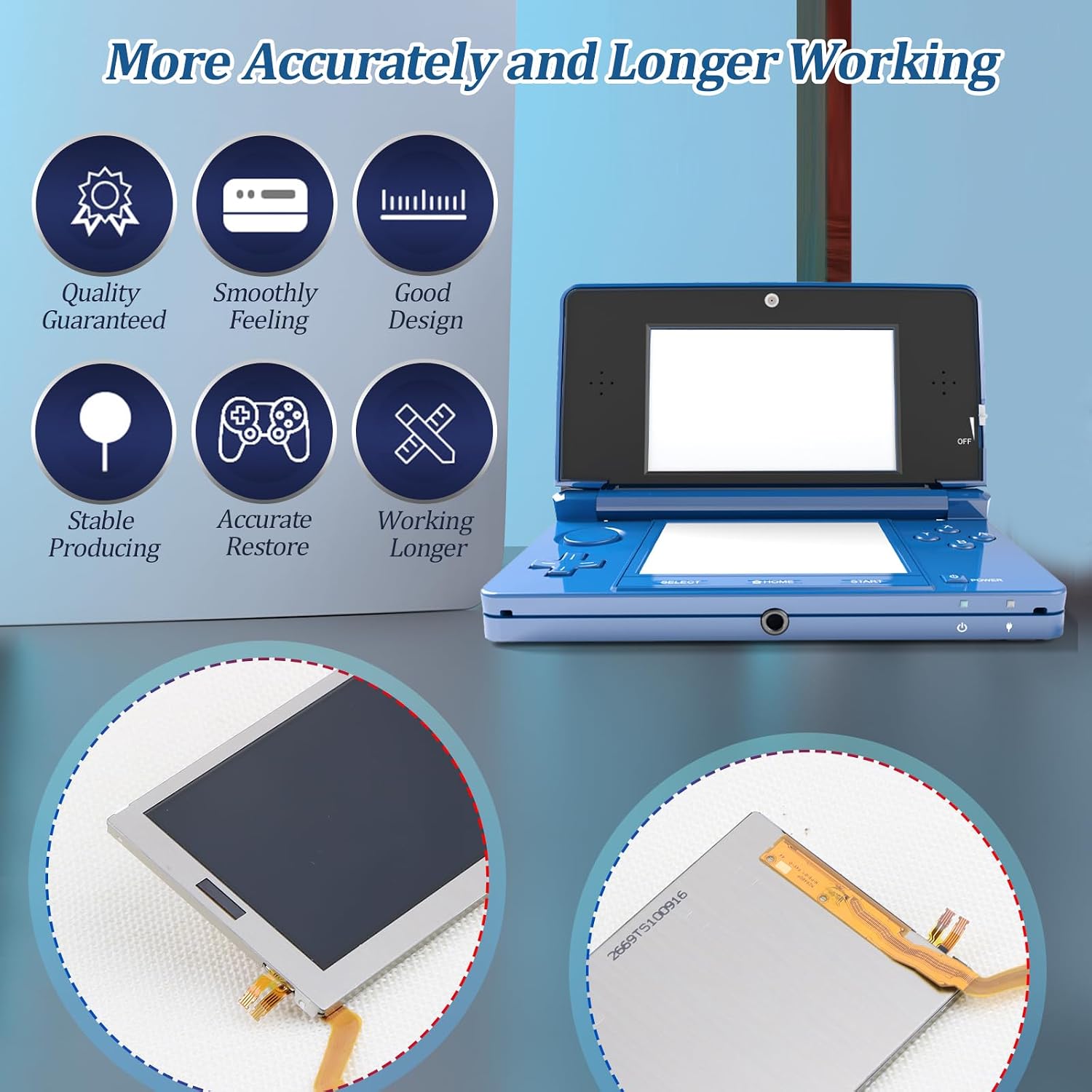 for Nintendo 3DS Top Upper LCD Screen Display for Nintendo 3DS Screen Repair Replacement Assembly Accessories Part with Repair Tools image 4