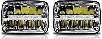 5x7 LED Headlights 7x6 Headlamps Osram Chip Angel Eye DRL Sealed Beam Replacement for H6054 6054 Jeep Wrangler YJ Cherokee XJ Chevy Express Astro Van Blazer S10 Toyota 4Runner Ford Ranger DOT 2PCS