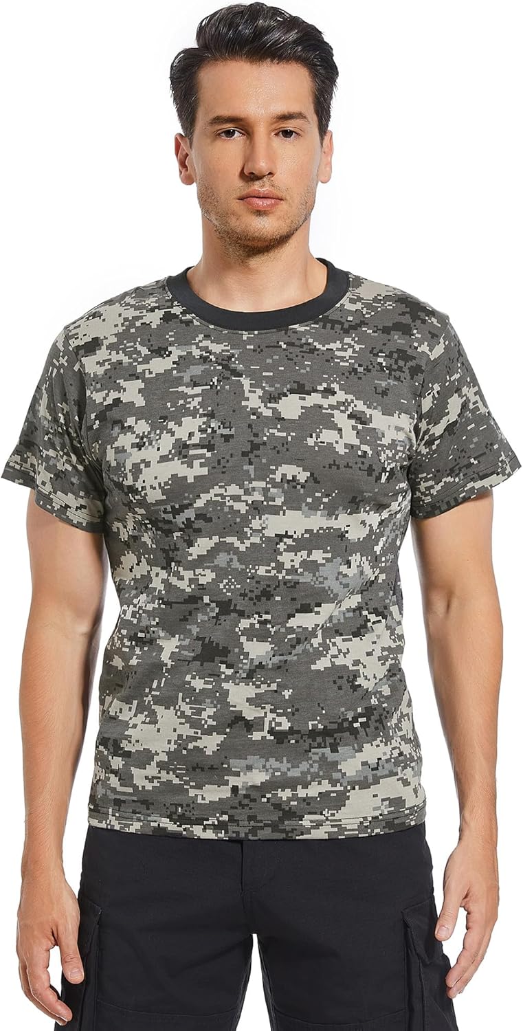 TWCHAS Men’s Military Camo T-Shirt, Camouflage Top Vintage Camo T-Shirts for Everyday Look, Gym Training and Outdoor Activity