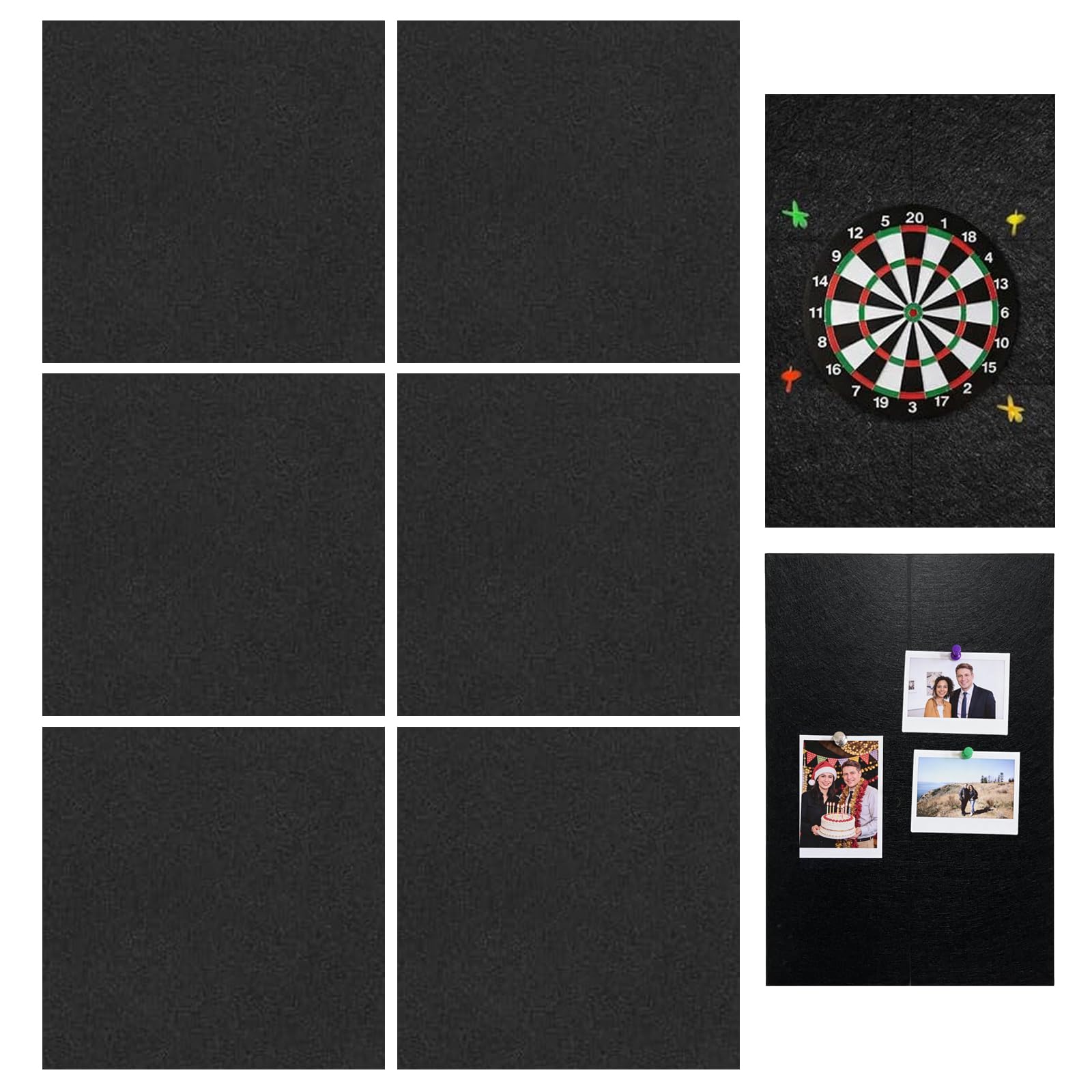 Dart Board Wall Protector, 6 Pcs Self-Adhesive Felt Backing Boards, Splice Modular Surround Tiles for Wall Protection, Easy Install Kit for Dart Game Enthusiasts