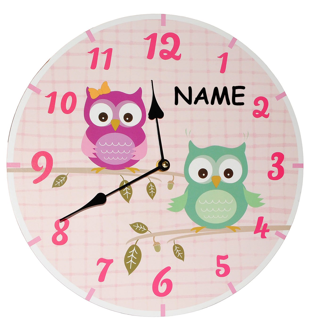 alles-meine.de GmbH Wanduhr aus Holz - lustige Eulen - 34 cm groß - sehr leise ! - Uhr - Analog - Kinderzimmer & Wohnzimmer - Eulenmotiv - für Jungen Mädchen Kinder - Eule - ..