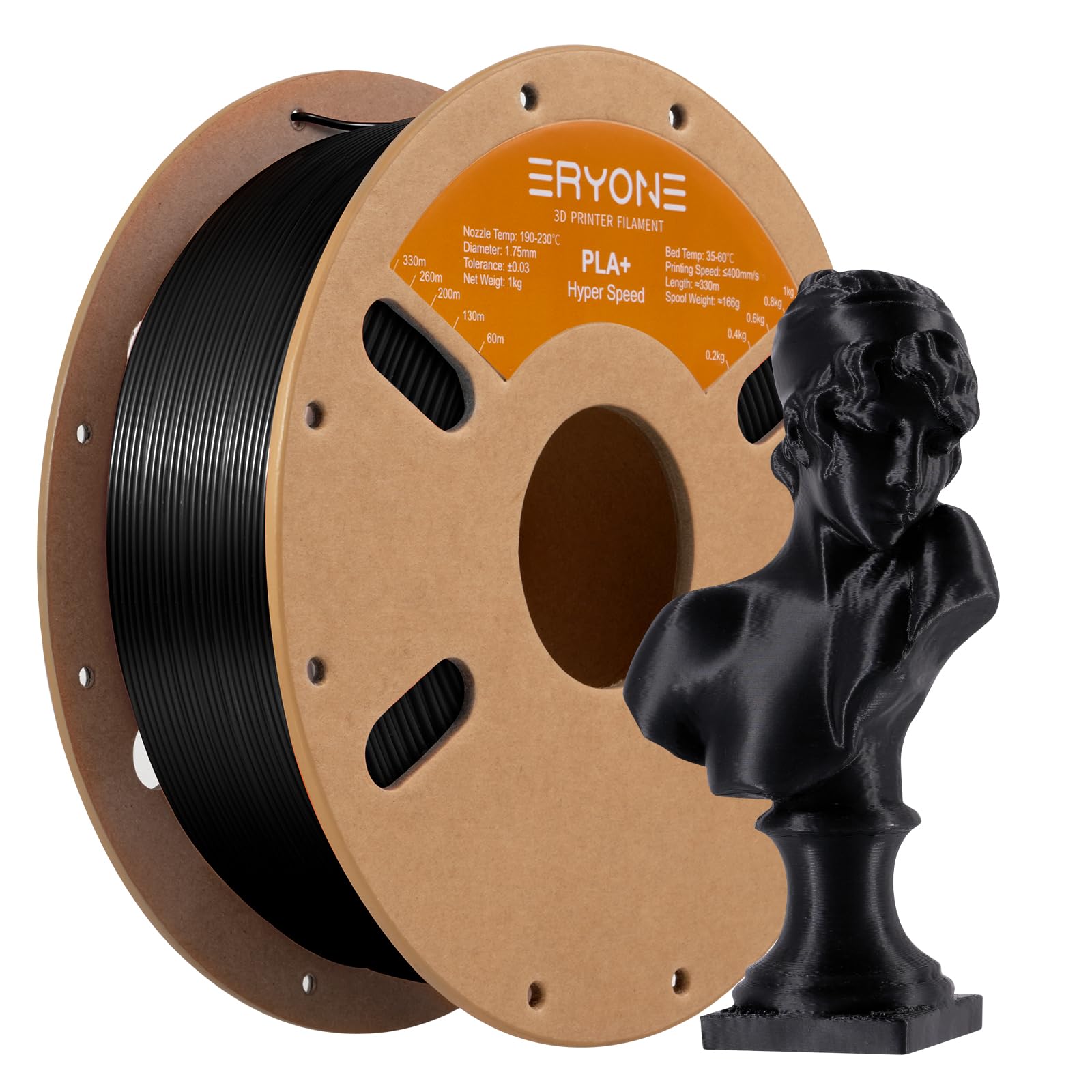ERYONE High Speed Filament PLA+ 1.75mm +/- 0.03mm, Rapid PLA Plus Filament, 30-400mm/s Hyper Speed PLA+ Filament, 1kg (2.2LBS)/Spool, Black