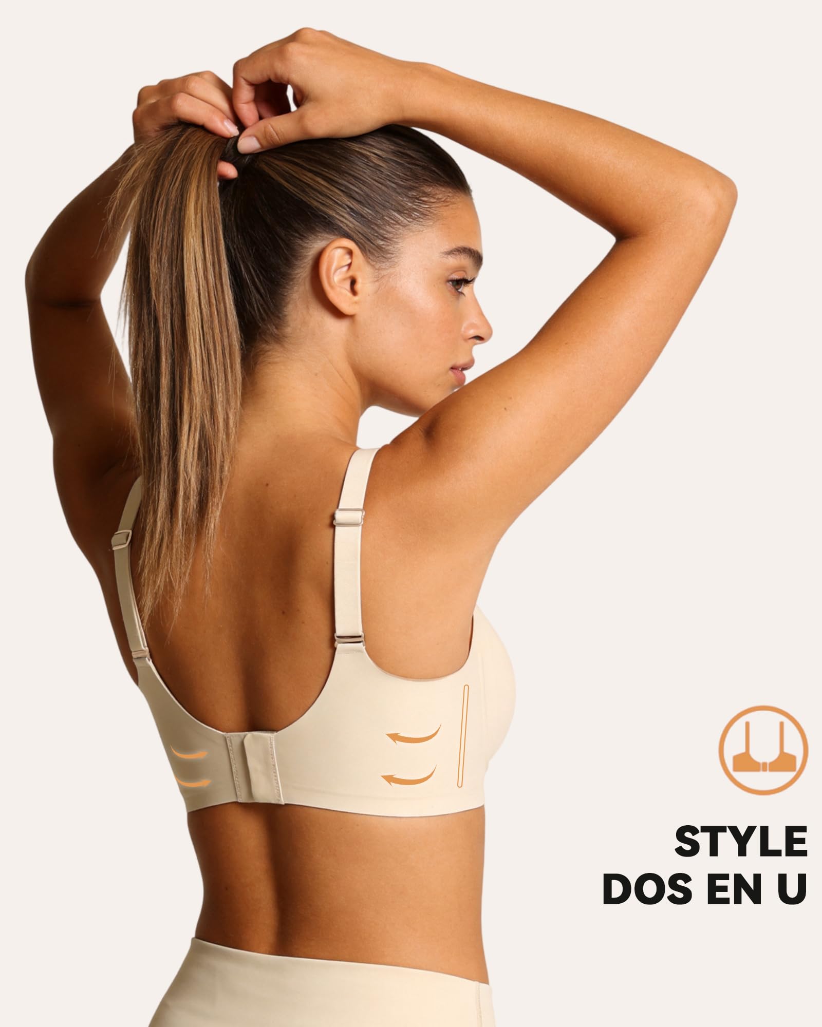 Bresdk Soutien Gorge Femme sans Armatures - Décolleté en V Plongeant, Push-up Bonnet Intégral Maintien Renforcé Rembourré