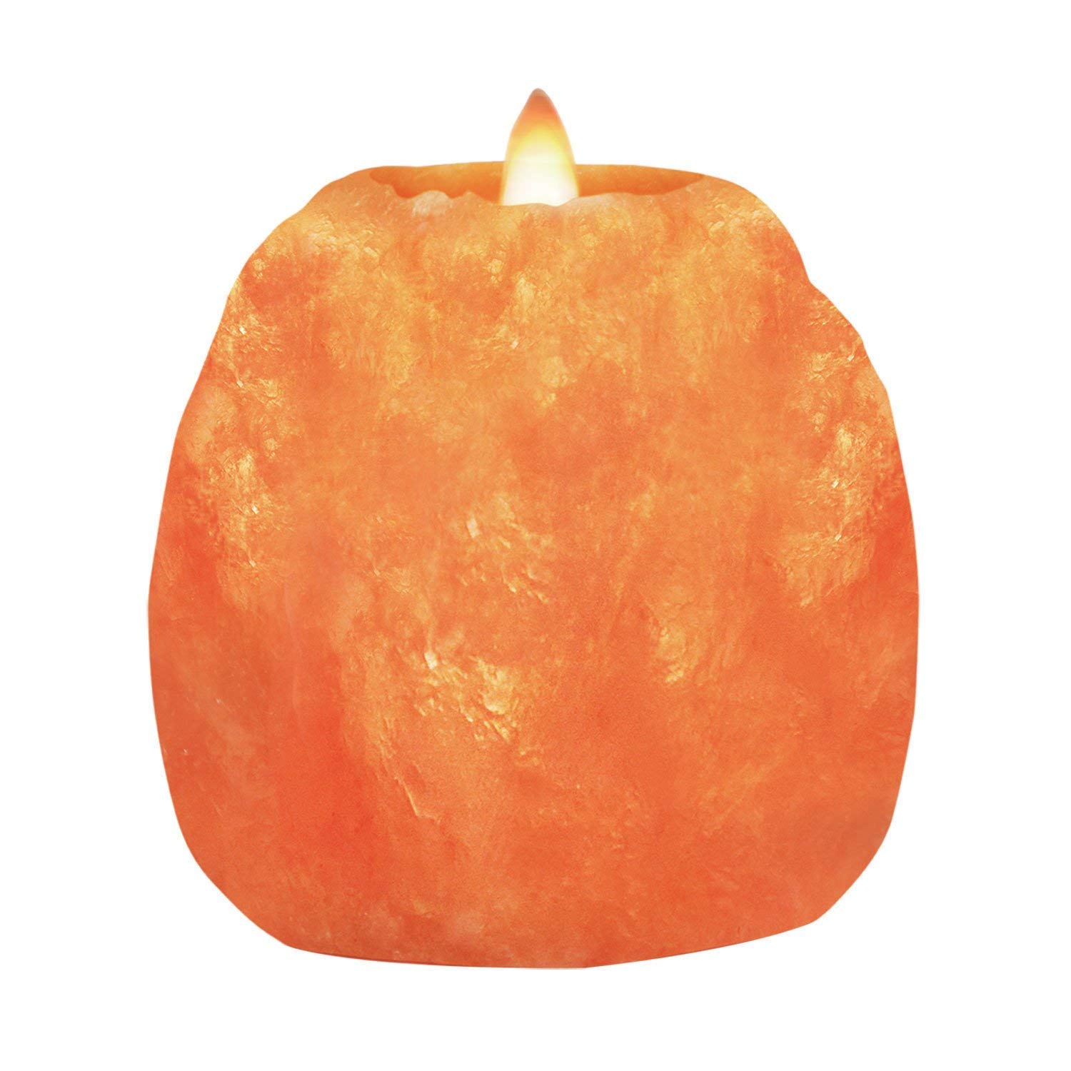 Malowal® Hand Carved Himalayan Salt Candle Holders, Home Decor Item great as a Night light | Weight 1200gram -1700gram | 2 Piece T-Light Candles (Natural Candle Holder)-image-43
