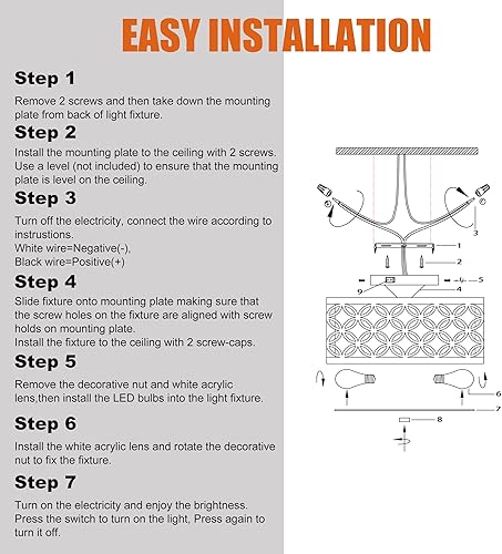 Miniatura 9 de Facon Lámpara colgante de mesa de comedor de 11 pulgadas con interruptor, 2 bombillas LED E26 reemplazables, luz decorativa de tela para comedor con