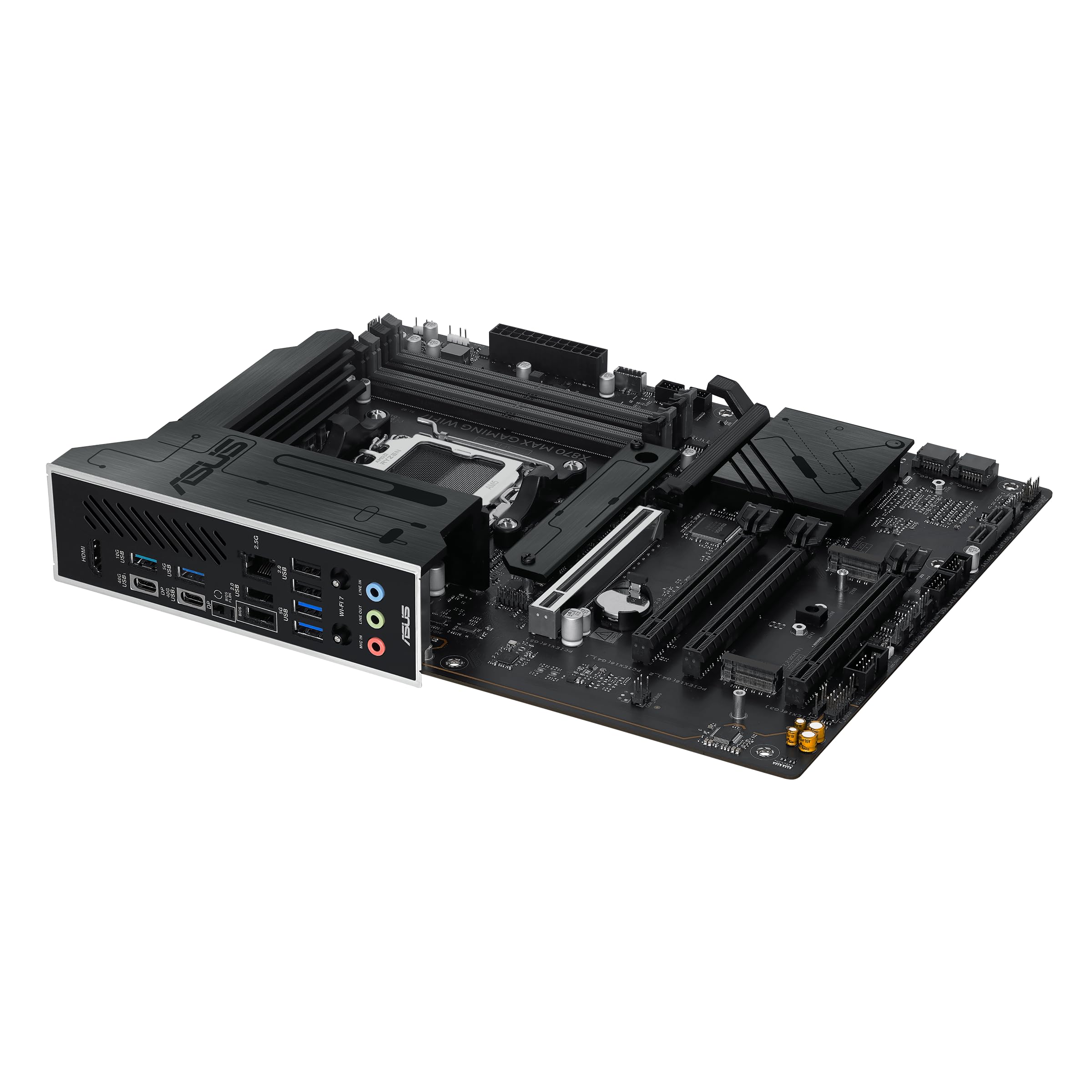 ASUS Scheda madre X870 MAX Gaming WIFI7 AMD AM5 ATX, 12+2+1 DrMOS 80A, DDR5, PCIe 5.0 x16 Q-Release, 3X M.2, Wi-Fi 7 Q-Antenna, 2.5Gb LAN, USB4® Type-C®, USB-C® 20Gbps, BIOS Flashback™, Aura Sync