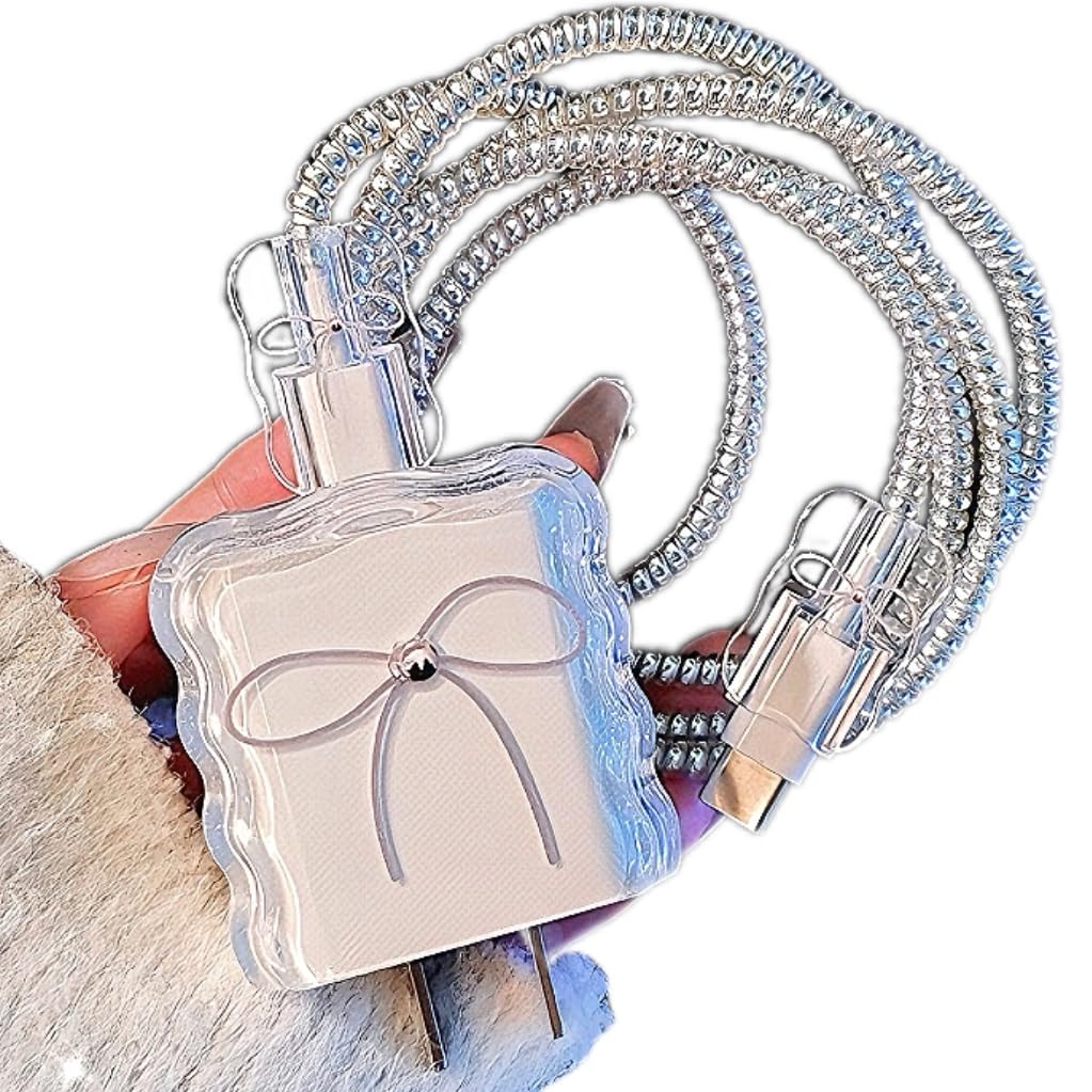Cute Cable Protector for iPhone Charger,Simple Elegant Bow Tie Pattern for Women Girl,Soft Wave Shape Charging Cord Protector,Cable Charger Protector