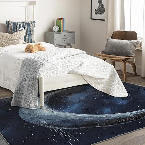 Miniatura 2 de Alfombra de luna de 2 x 3 pies para entrada, sala de estar, dormitorio, alfombra de área pequeña galaxia y decoración de dormitorio, lavable,