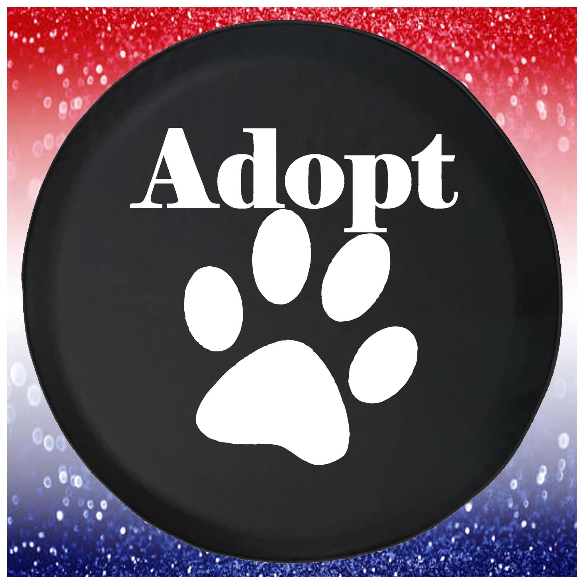 Spare Tire Cover - Tire Accessories for SUV's, Campers, RV's, Trucks, and More | Adopt Paw Print Dog Black 30 Inch