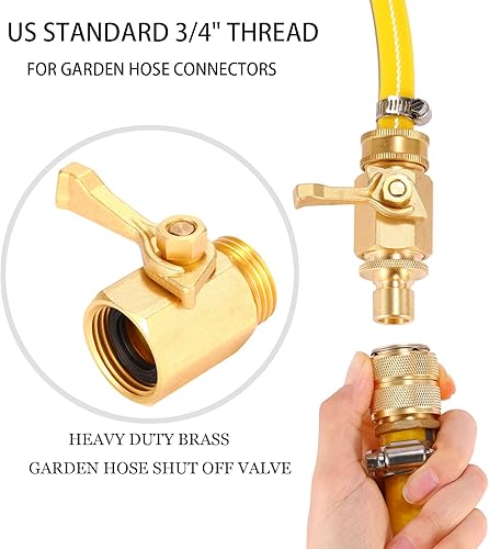 Miniatura 6 de Sanpaint Válvula de cierre de la manguera de agua, conector de latón macizo estupendo de la manguera de jardín de 34 pulgadas