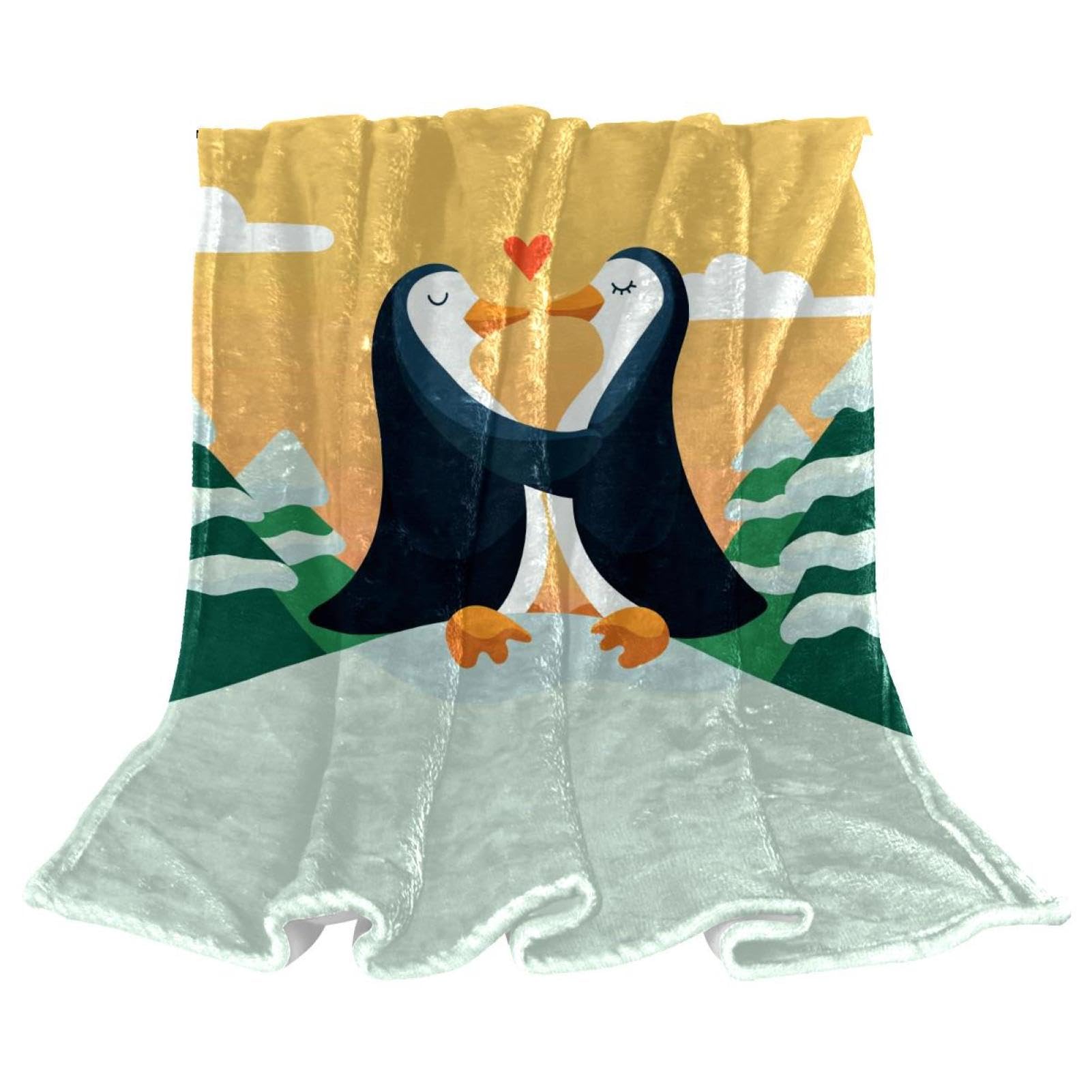 Couverture polaire pingouin idée cadeau plaid lit et fauteuil