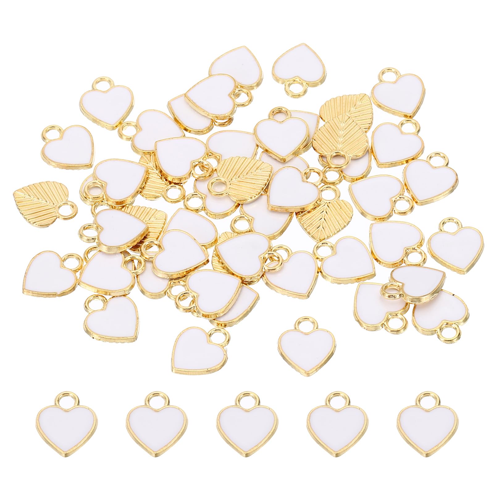 PATIKIL 50pcs Heart Charm, Heart Bracelet Charm Pendants Small Bulk Glitters for Jewelry Making Bracelets Earrings Necklaces