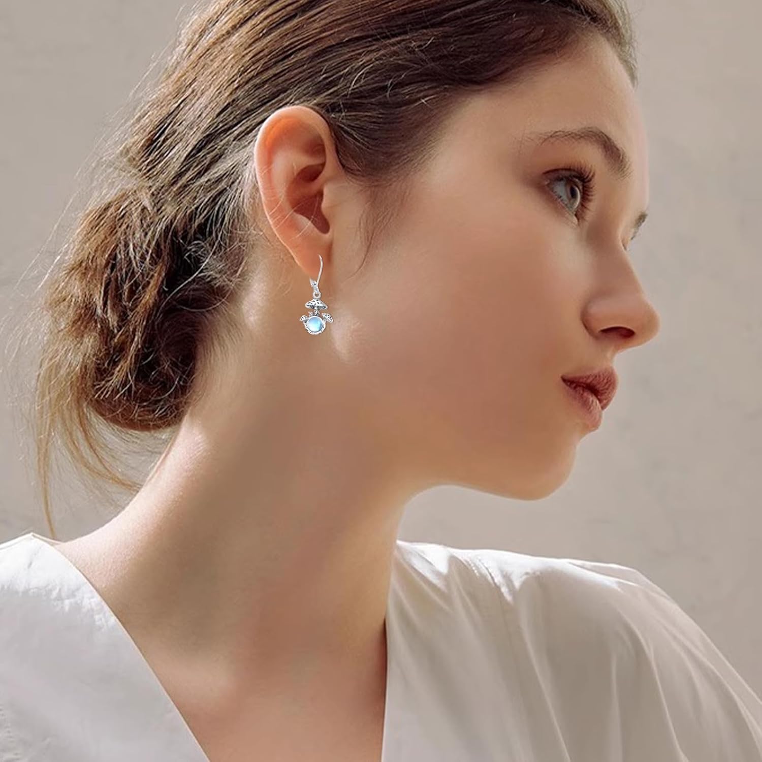 OHAYOO Mushroom Earrings for Women 925 Sterling Silver Mushroom Moonstone Earrings Mushroom Jewelry Gifts for Women