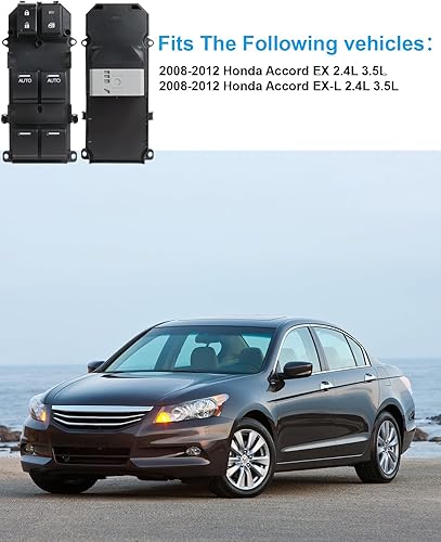 Miniatura 3 de Interruptor maestro de ventana, 35750T2AA01 35750-TA0-A32, botón del interruptor de ventana eléctrica del lado del conductor, compatible con Honda