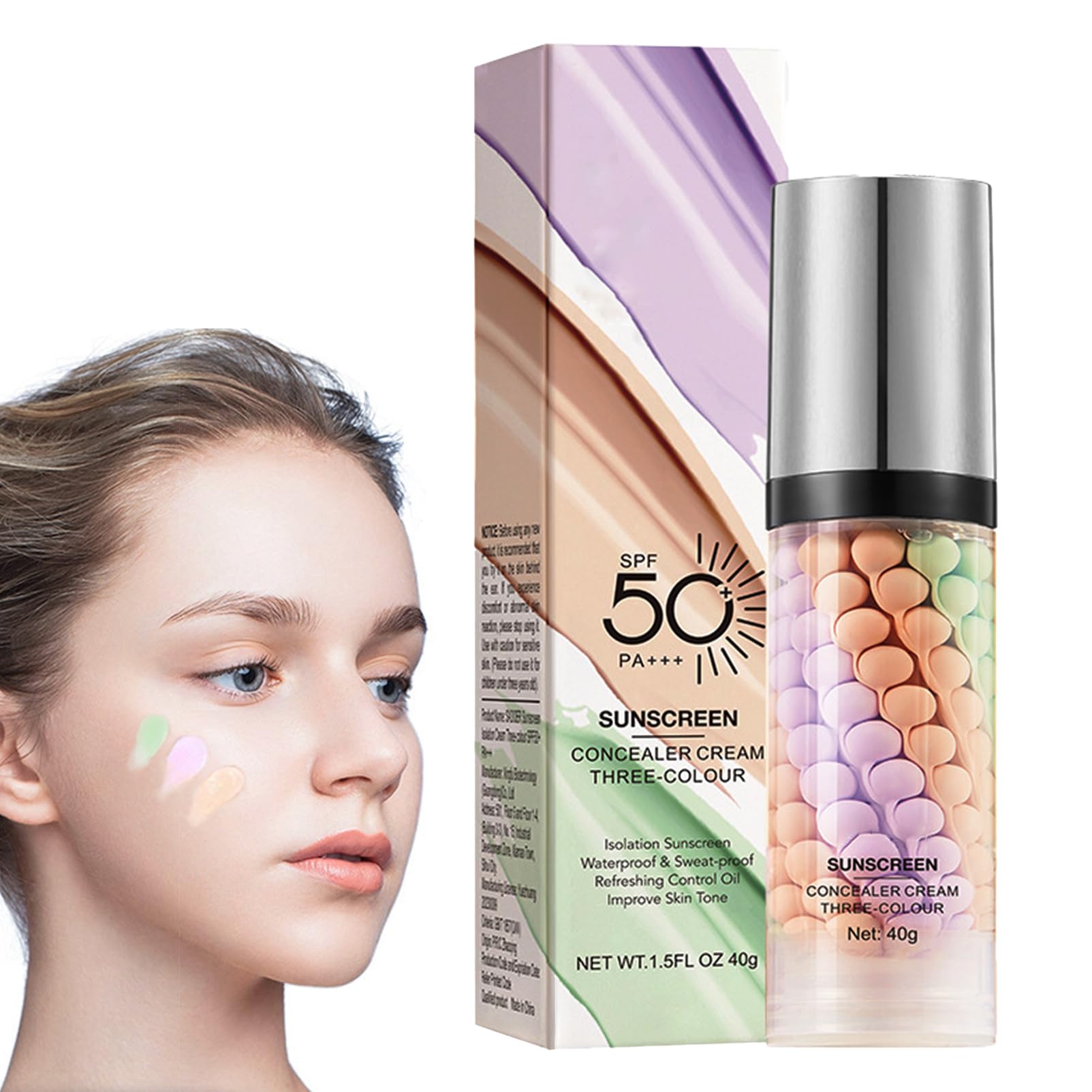 Primer Makeup with SPF 50, Sun Proof Professional Make Up Primer For Face, Hydrating Isolation Cream Colour Corrector Makeup Primer, Waterproof & Long Lasting (50SPF Sun-Proof)