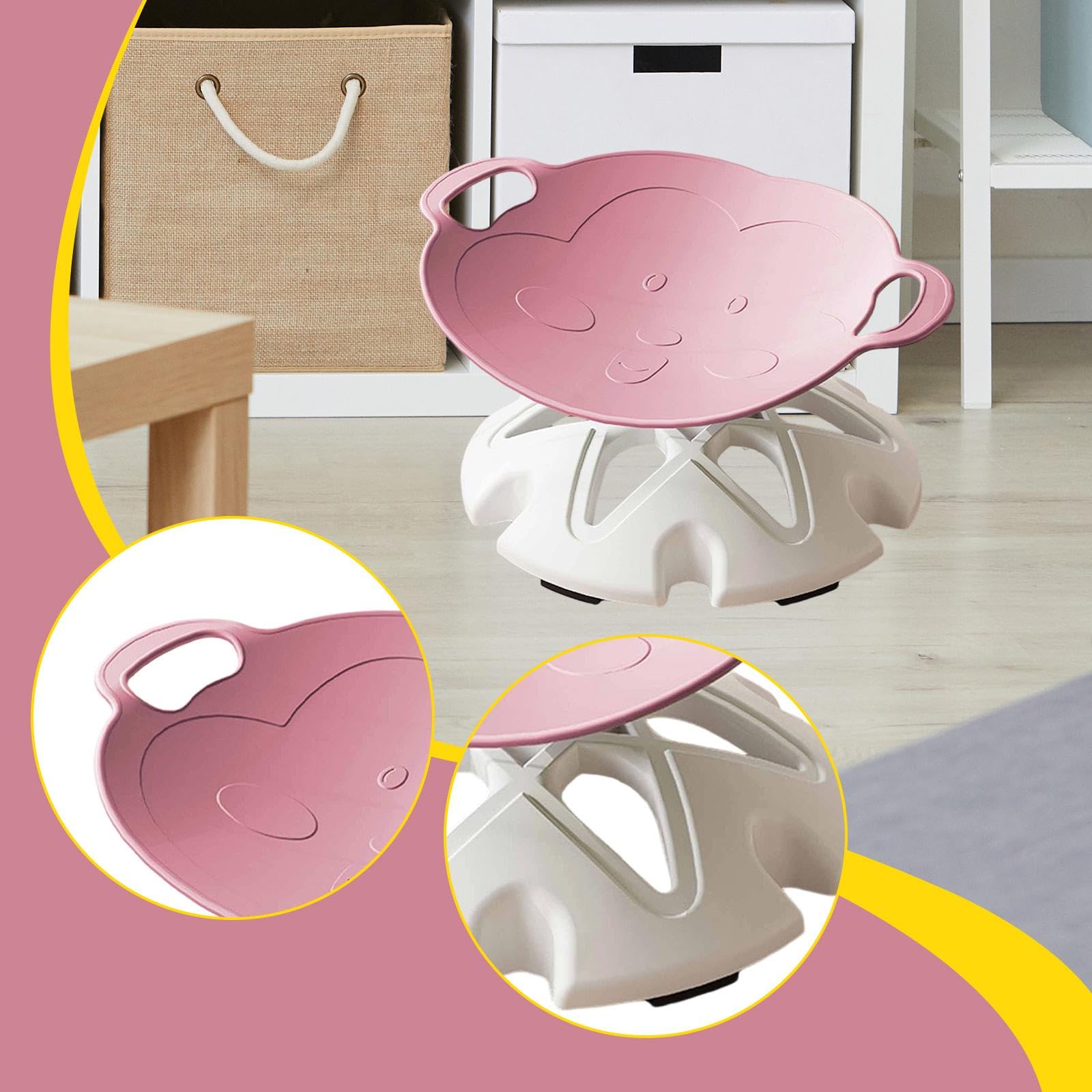 Colcolo Drehbarer Kinderstuhl, Sitz- und Drehfunktion, Spielstuhl für drinnen und draußen, sensorisches Spielzeug, drehbarer Hocker für Kleinkinder, Jungen, Rosa