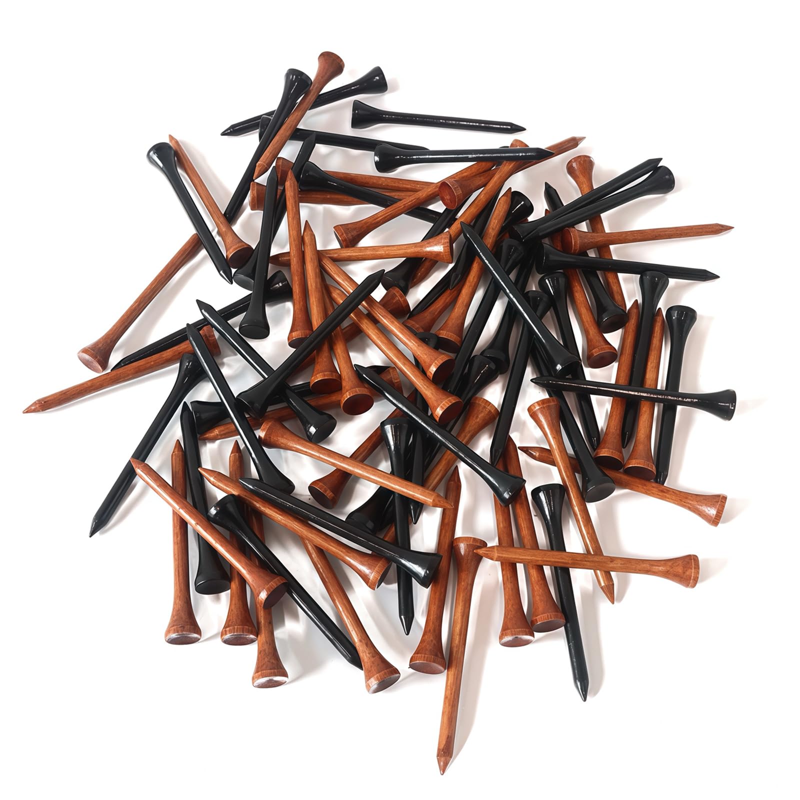 Golf-Tees, mehrere Farben, gemischte Größen, 100 Stück, professionelle Golf-Tees aus Bambus/Holz, Größe 8,9 cm, 6,4 cm und 3,8 cm, reduzieren Reibung und Widerstand