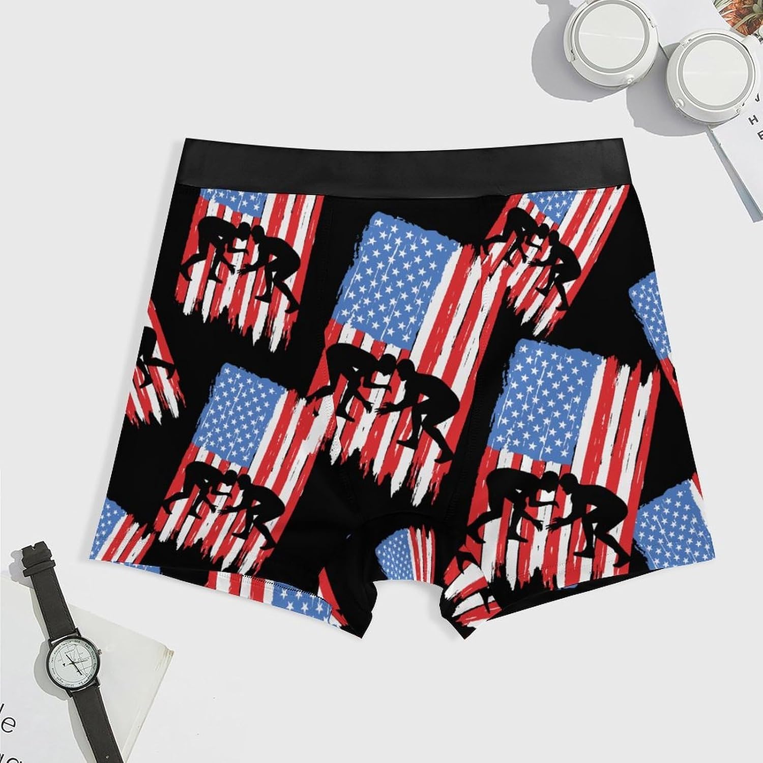 U.S.A. Wrestling Flag Men's Underwear Boxer Briefs Breathable Shorts Elastic Waistband