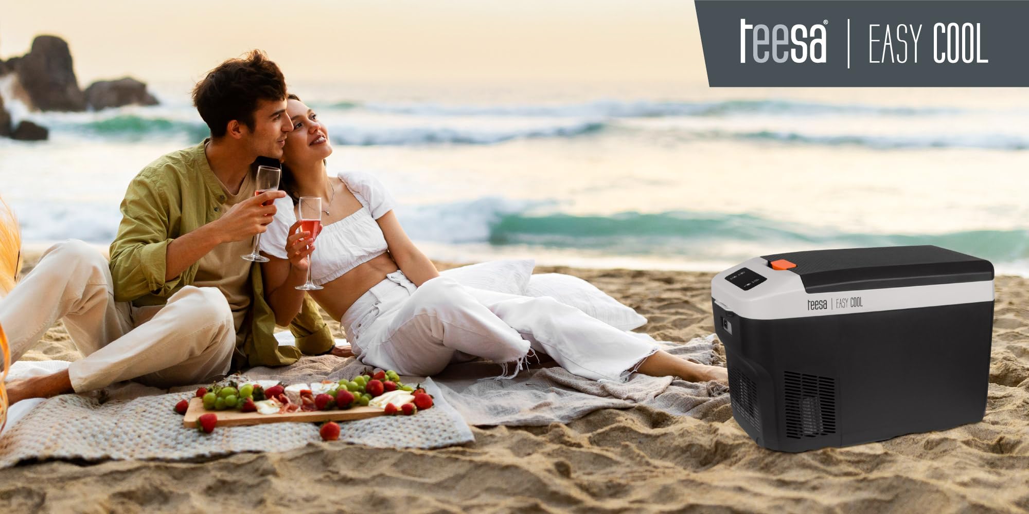 Teesa Frigorifero turistico professionale con funzione di congelamento ~-22°C Capacità a due scomparti 25L CC 12/24V AC 230V Pannello di controllo tattile LED TSA5007