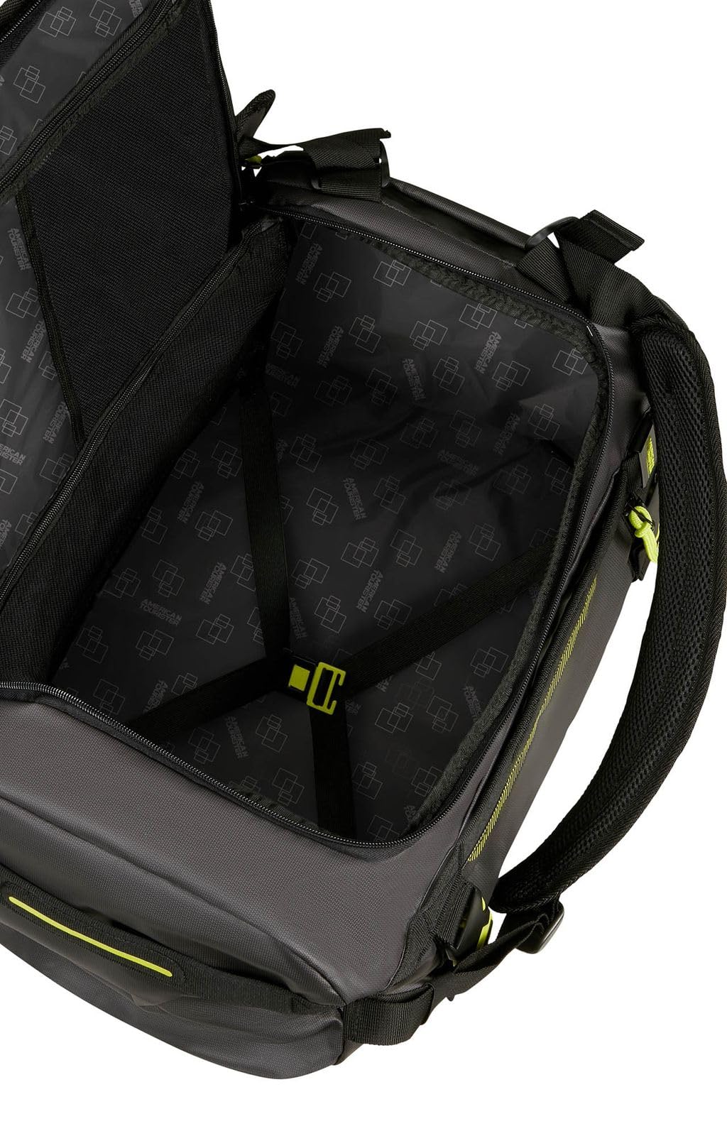 American Tourister Torba podróżna plecak Urban Track Duffle/Backpack Coated 60L Black/Lime czarny