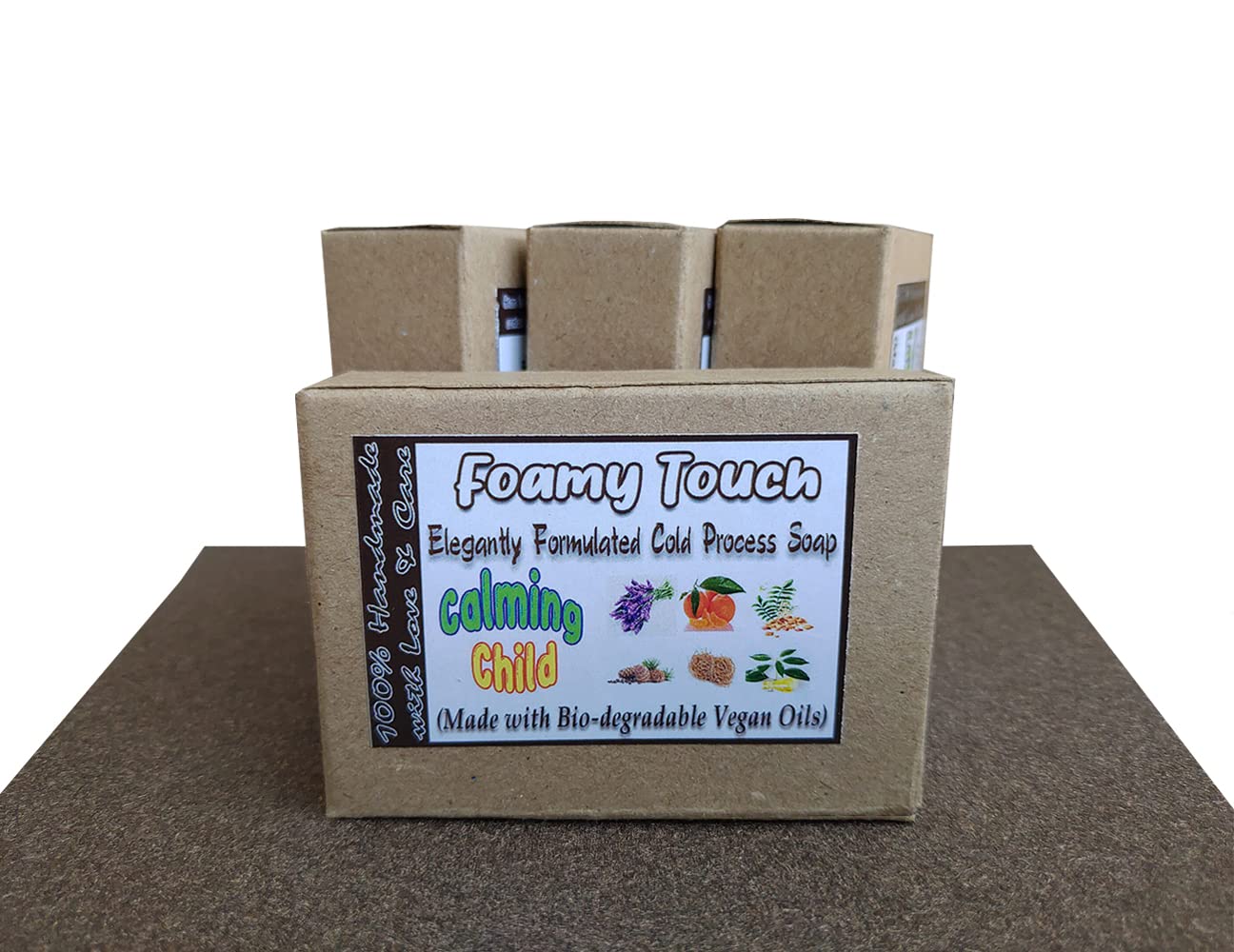 Foamy Touch Cold Process Soap - CALMING CHILD | Kids Bath Soap | Elegantly Formulated With Biodegradable Extra Virgin Vegan Oils | Plant Parts extracted Essential Oils
