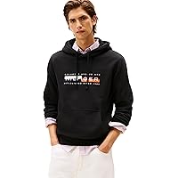 Tommy Hilfiger Uomo Felpa Colour Block Graphic con Logo, Nero (Black)
