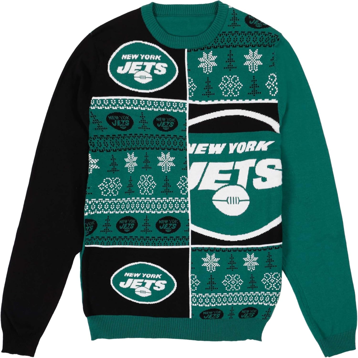 FOCO NFL mens Nfl Team Logo Busy Block Snowfall Holiday Ugly Sweater