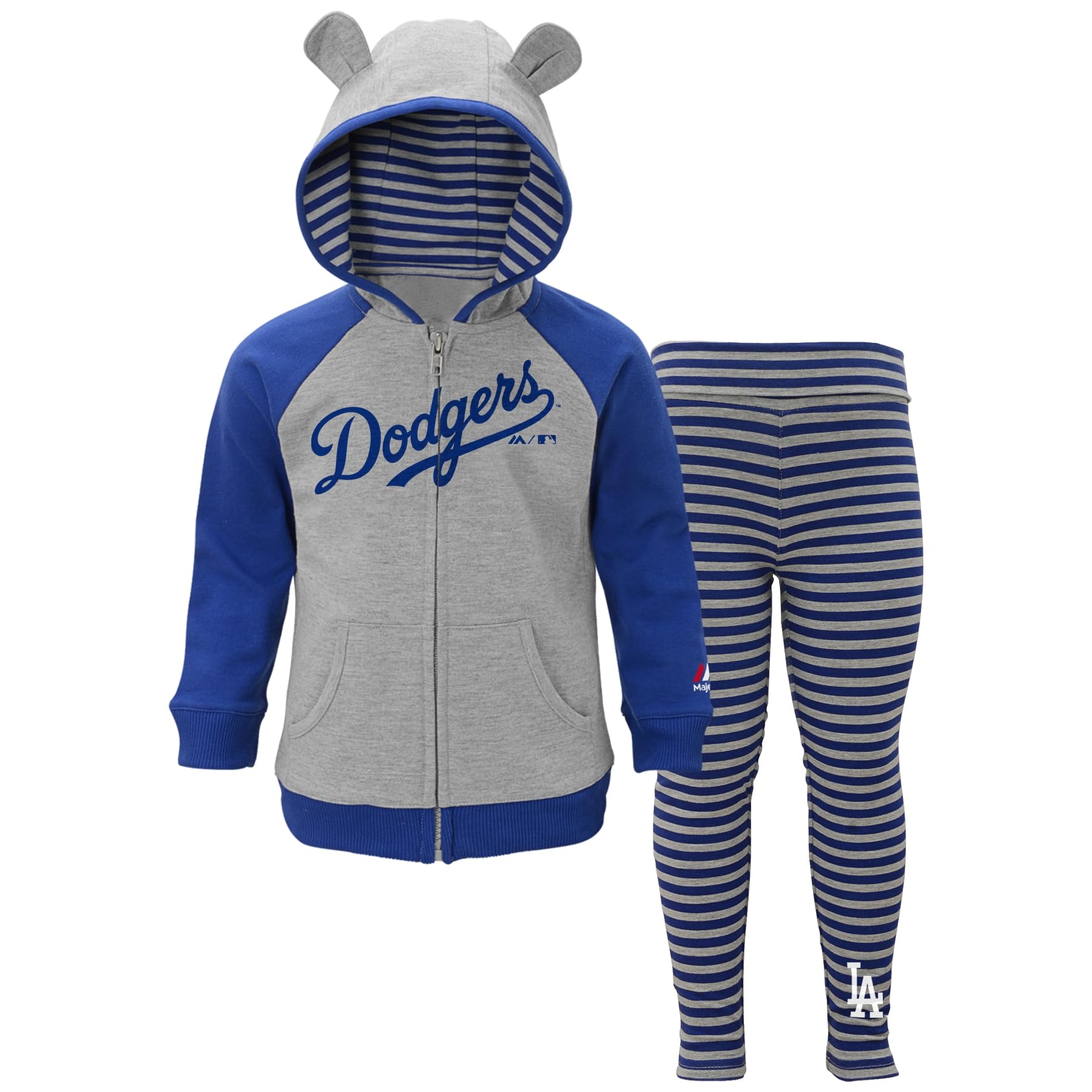 Outerstuff MLB Toddlers Great Catch Full Zip Hoodie and Pant Set, Los Angeles Dodgers, 2T