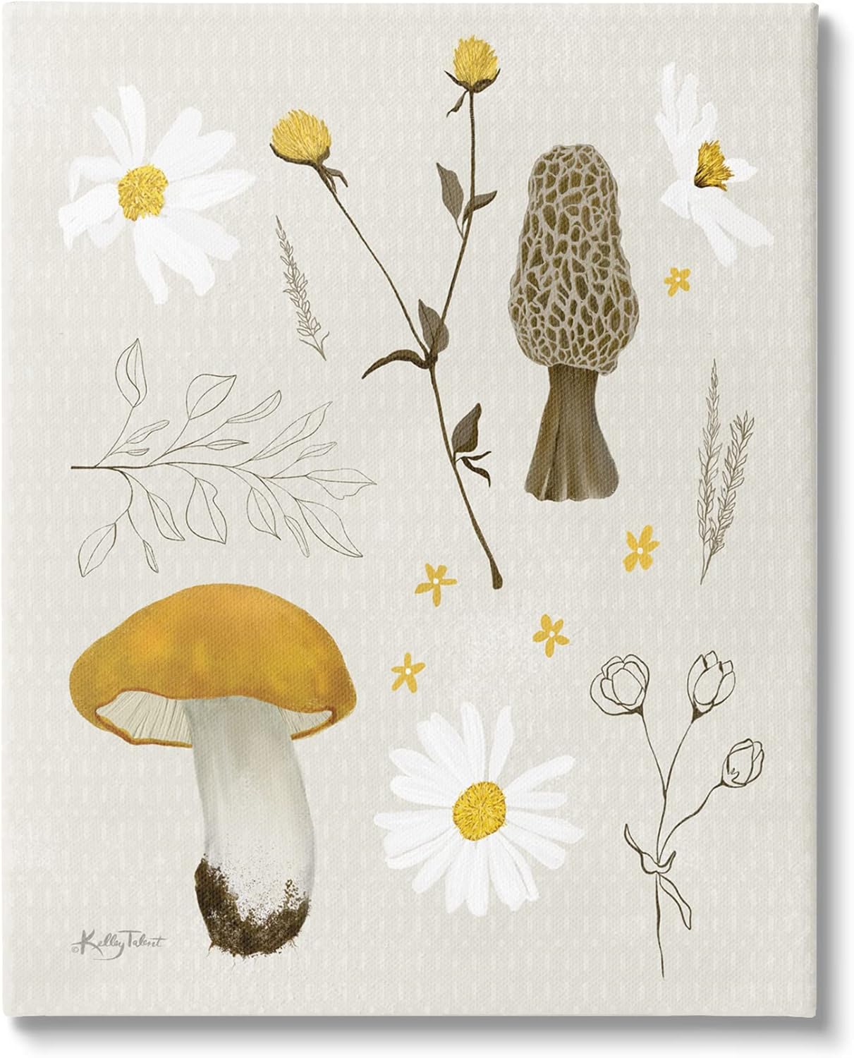 Stupell Industries Autumn Foliage Assortment Wild Mushrooms Flowers Plants, Design by Kelley Talent