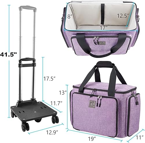 Miniatura 4 de Bolsa para máquina de coser con ruedas universales, funda de transporte para máquina de coser con cremalleras YKK, compatible con la mayoría de los