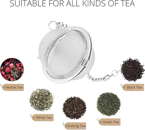 Miniatura 5 de Infusores de té con aleación de zinc y cristal de cristal de abeja Supreme Housewares 188 de acero inoxidable de 2 pulgadas de malla, bola de té,