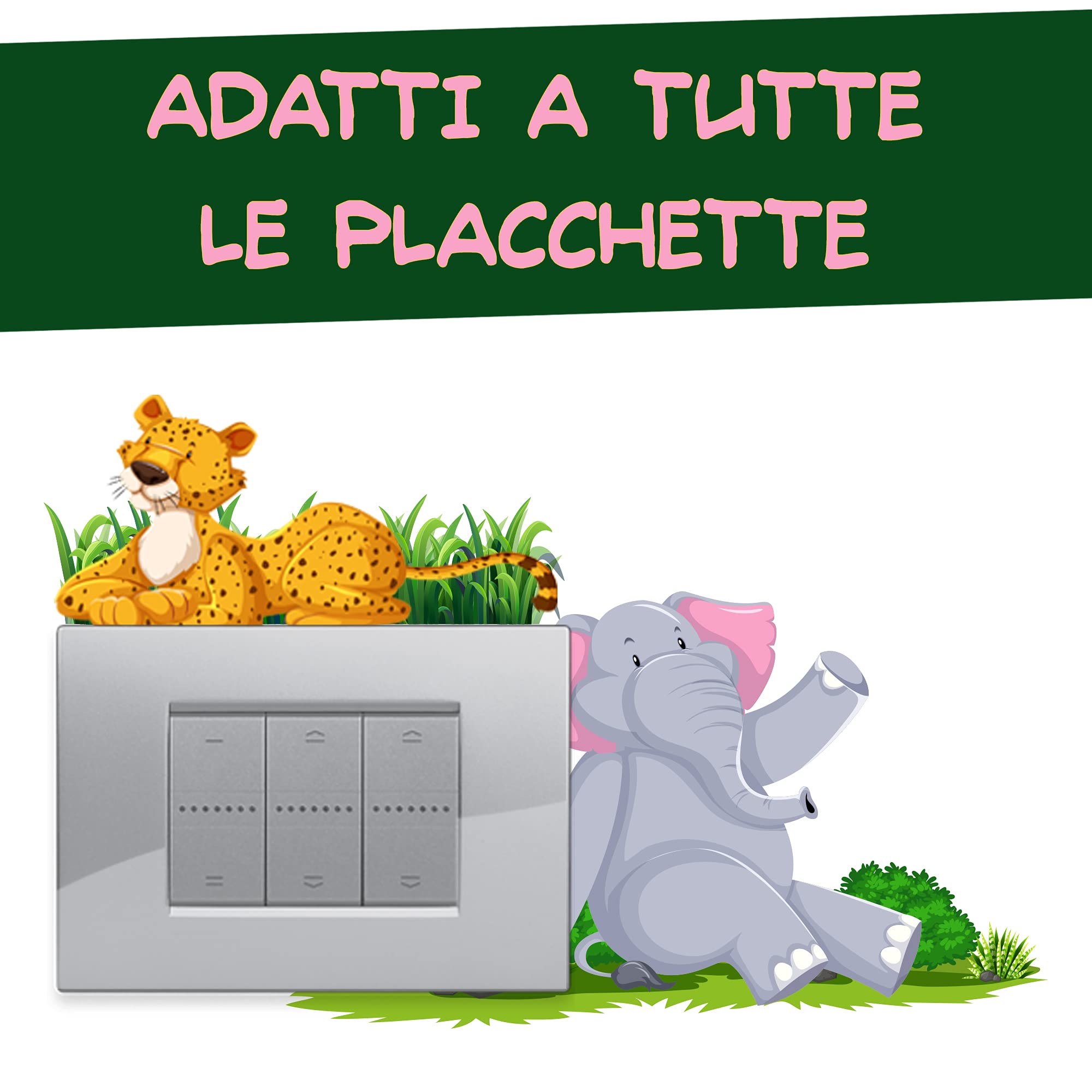 Bizarre Creations | Adesivi Animaletti per Decorazione Interruttori Luce, Adesivi per Interruttori, Bambini, Adesivi Simpatici Animaletti Savana Elefantino Leone Cameretta (10 Pezzi)