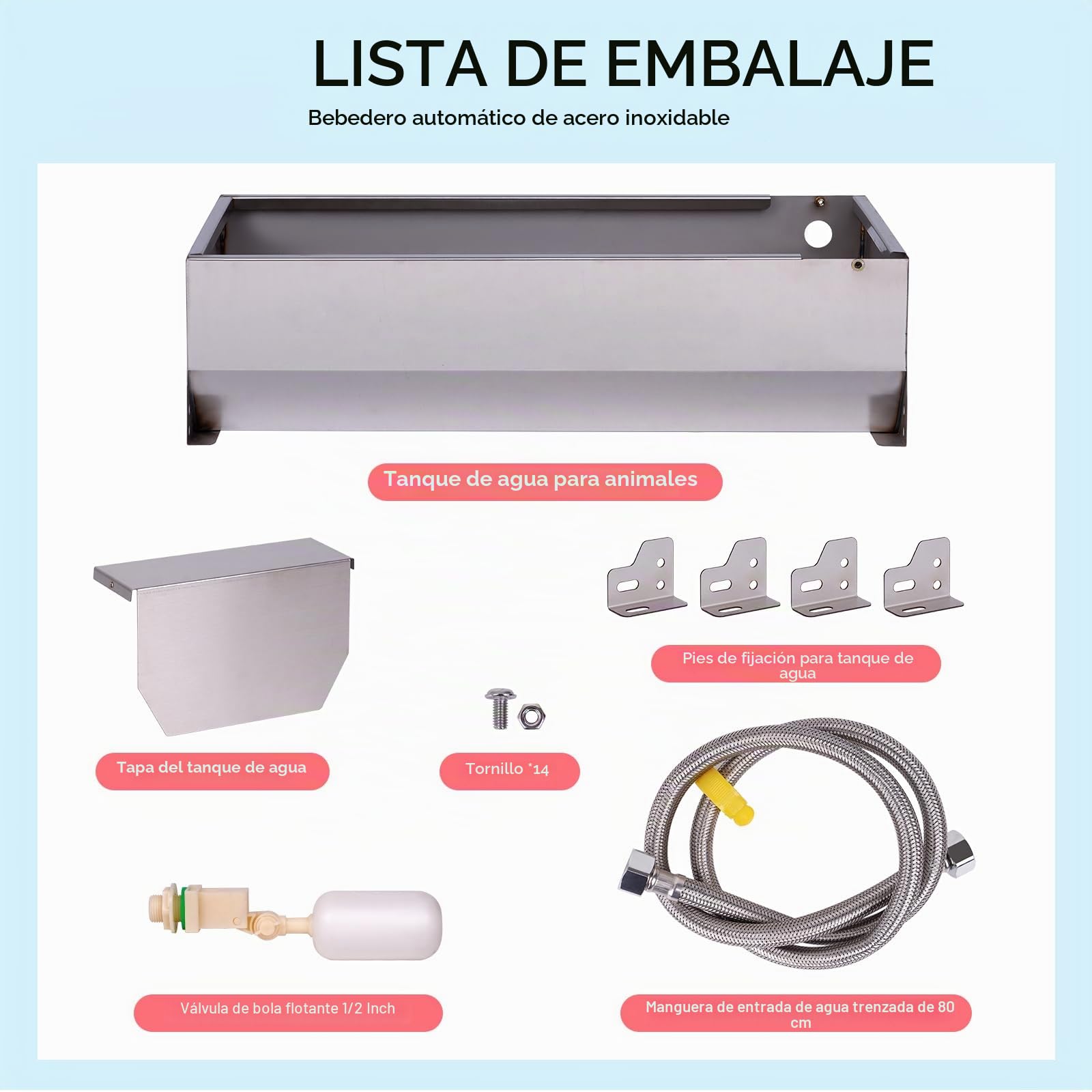 Bebedero AutomáTico para Ganado, DepóSito de Agua Potable de Gran Capacidad para Animales, Dispensador AutomáTico de Agua Potable con VáLvula de Flotador para Caballos, Cabras, Cerdos, Perros y Ovejas